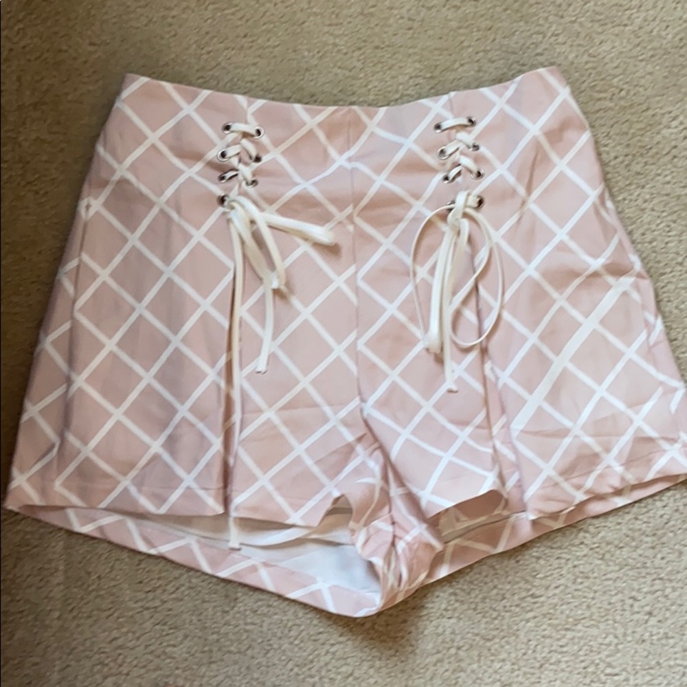 Pink tie up shorts
